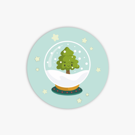 Sluitzegel met kerstboom in sneeuwbol