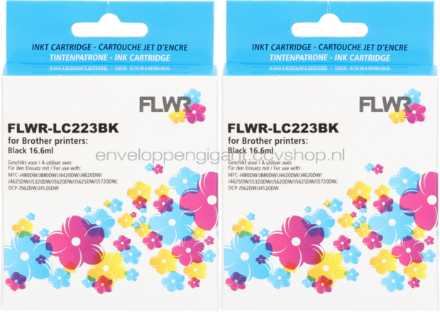FLWR Brother LC-223BK 2-pack zwart