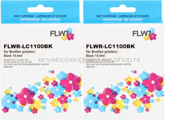 FLWR Brother LC-1100BK 2-pack zwart