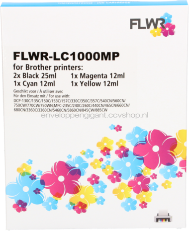 FLWR Brother LC-970 - LC-1000 Multipack zwart en kleur
