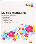 FLWR Brother LC-985 Multipack zwart en kleur