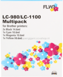 FLWR Brother LC-980 / LC-1100 Multipack zwart en kleur
