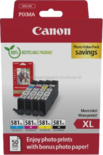 Canon CLI-581XL 4-pack met fotopapier zwart en kleur